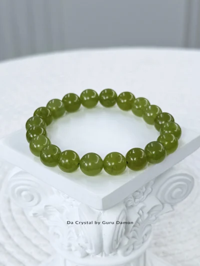 Serpentine Jade Crystal Bracelet 岫玉水晶手串