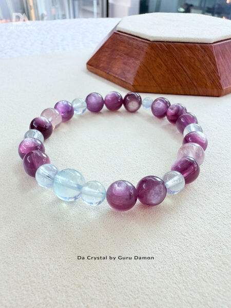 EIRRA crystal bracelet combination of Lepidorite and Aquamrine