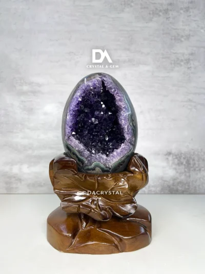 Uruguay Amethyst Geode Dragon Egg – Deep Purple Crystal with Natural Sparkling Druzy