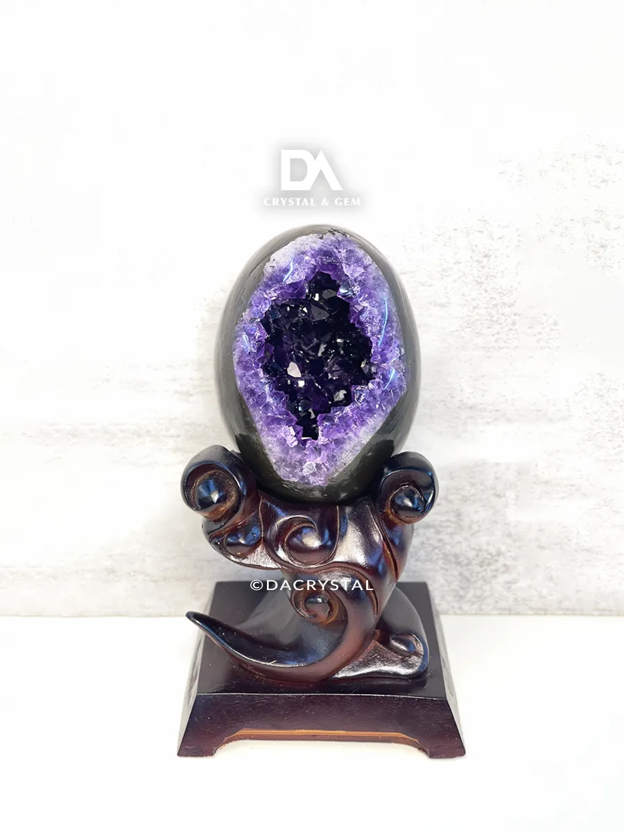 Uruguayan Amethyst Dragon Egg Geode with Rich Violet Crystals