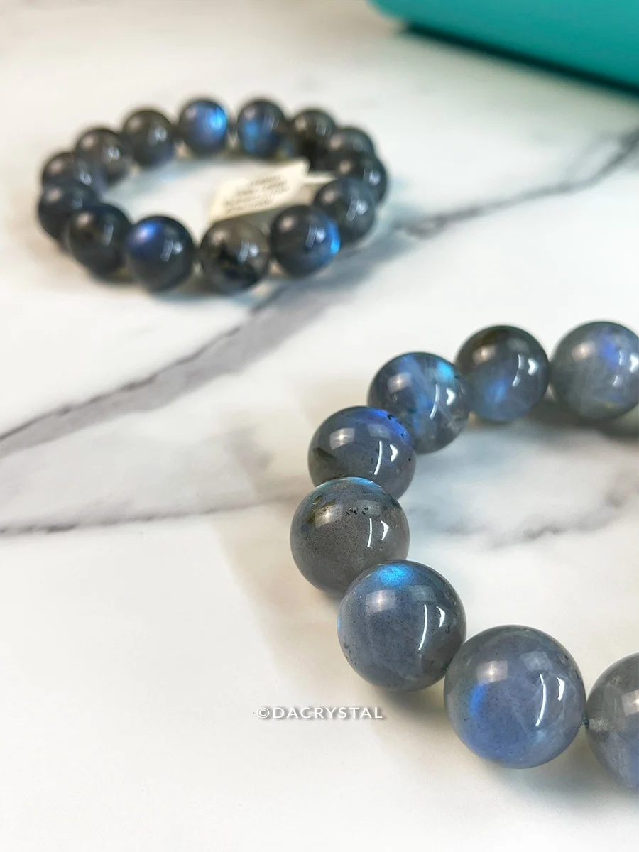 Natural Labradorite bracelet featuring iridescent labradorescence for spiritual awareness
