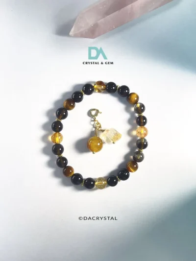 citrine tiger eye garnet smoky quartz bracelet for abundance and grounding