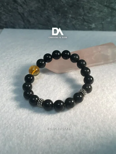 Erase Negativity Gather Wealth crystal bracelet citrine azeztulite black obsidian protection abundance