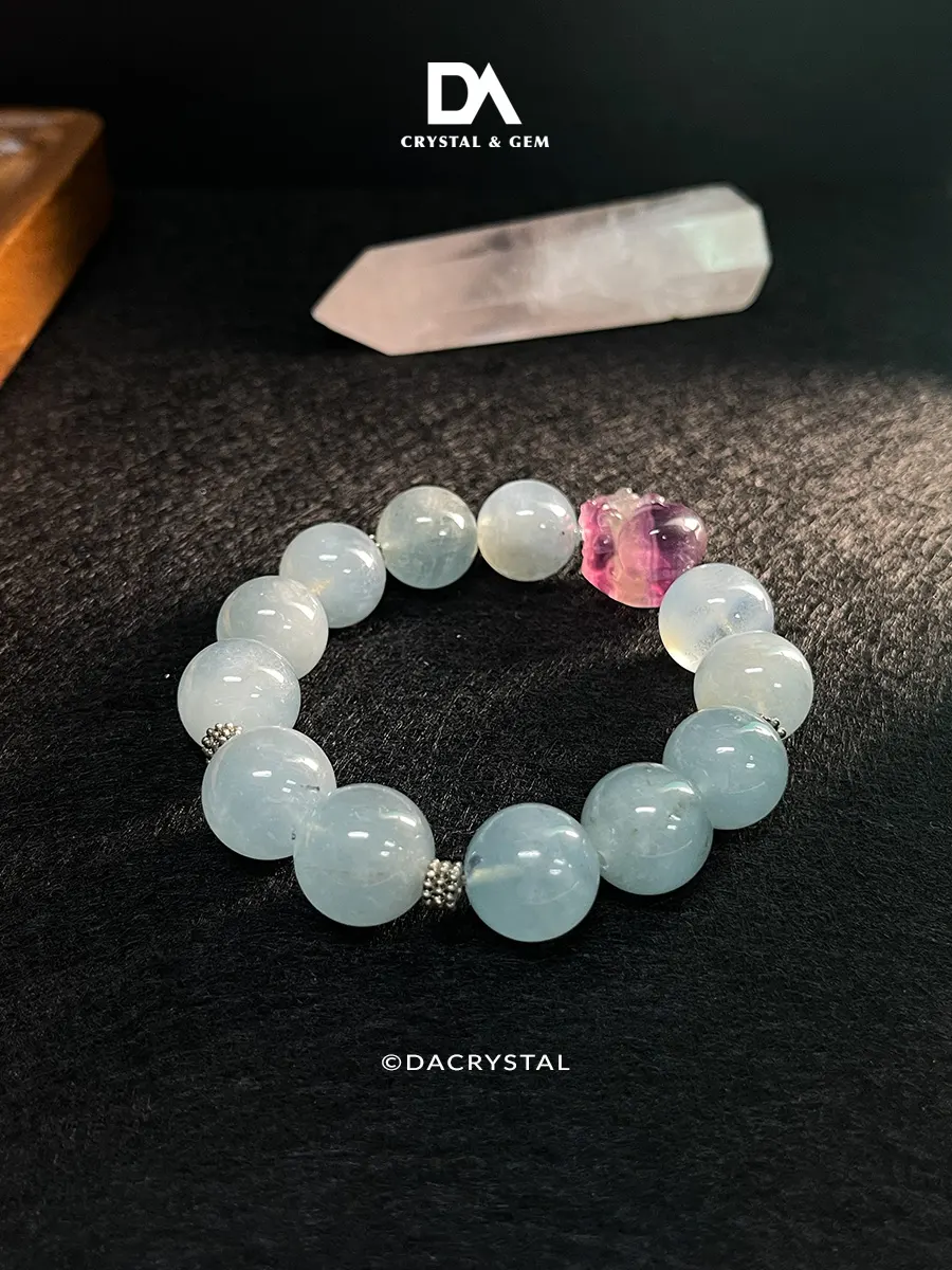 Personalized Aquamarine x Fluorite Bracelet for relaxation