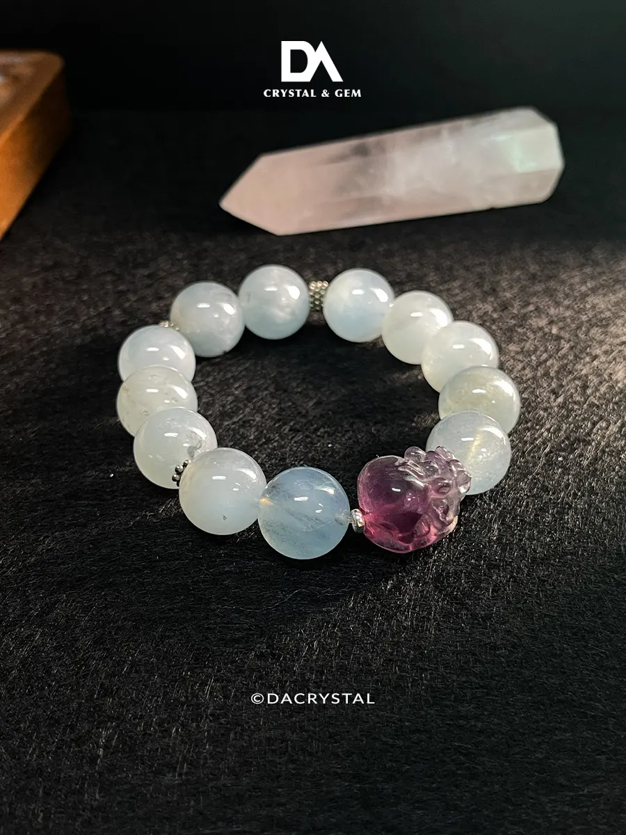 Customized Gemstone Jewelry Aquamarine X Fluorite Pixiu