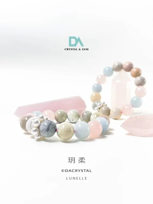 DA CRYSTAL - Lunelle Aquamarine Rose Quartz Pearl Bracelet