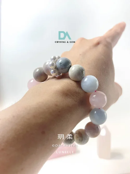 Lunelle Aquamarine Rose Quartz Bracelet - Grace & Calm 水晶手串
