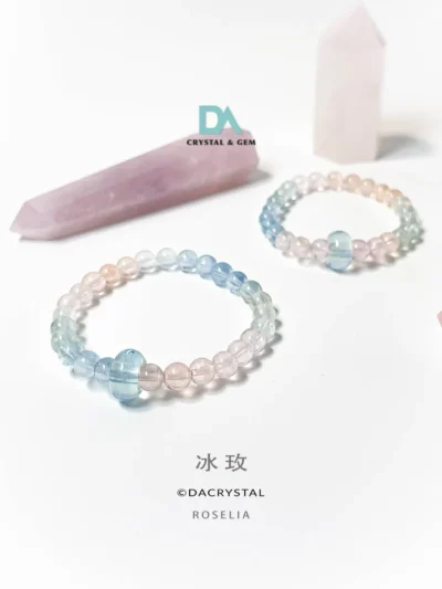 Roselia High Grade Morganite x Aquamarine Donut Bracelet by DA CRYSTAL
