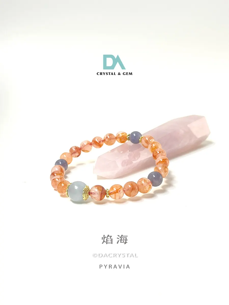 焰海 pyravia crystal bracelet cordierite x hematoid x aquamarine bracelet by DA CRYSTAL Malaysia