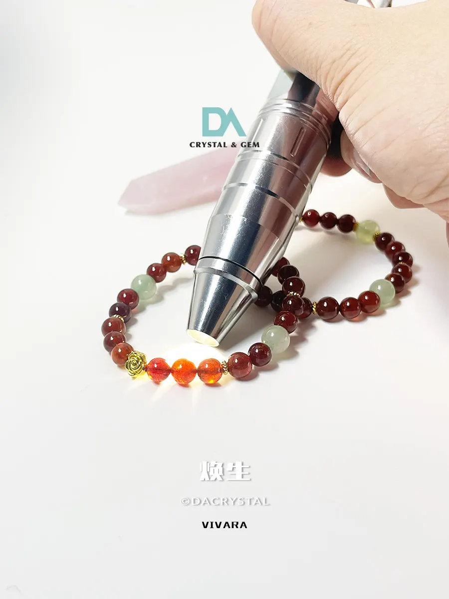 《焕生|VIVARA 》Spessartine Garnet Aventurine Prehnite Bracelet - Vitality & Posivitiy - Image 5