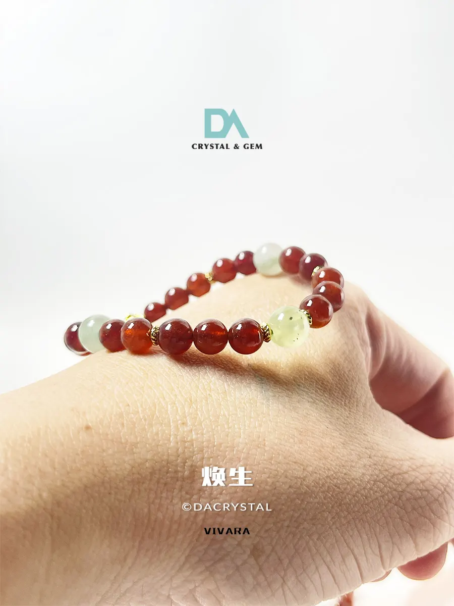 Reignite your inner fire with the Vivara crystal bracelet. Crafted with Spessartine Garnet & Green Aventurine for creative drive & growth. Shop now!