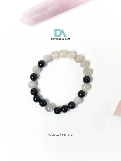 YIN & YANG CRYSTAL BRACELET FOR BALANCING OUR EMOTIONAL FROM DISTRACTION 定制款玄白水晶手串