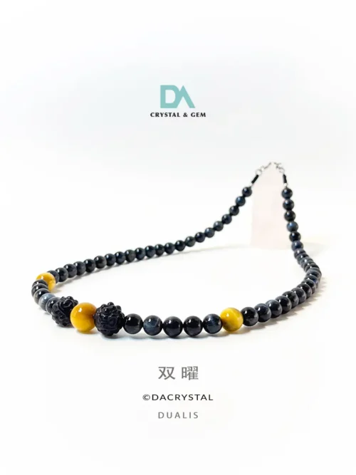 双曜 Dualis Premium Blue Yellow Tiger Eye Necklace by DA CRYSTAL KEPONG KL MALAYSIA.